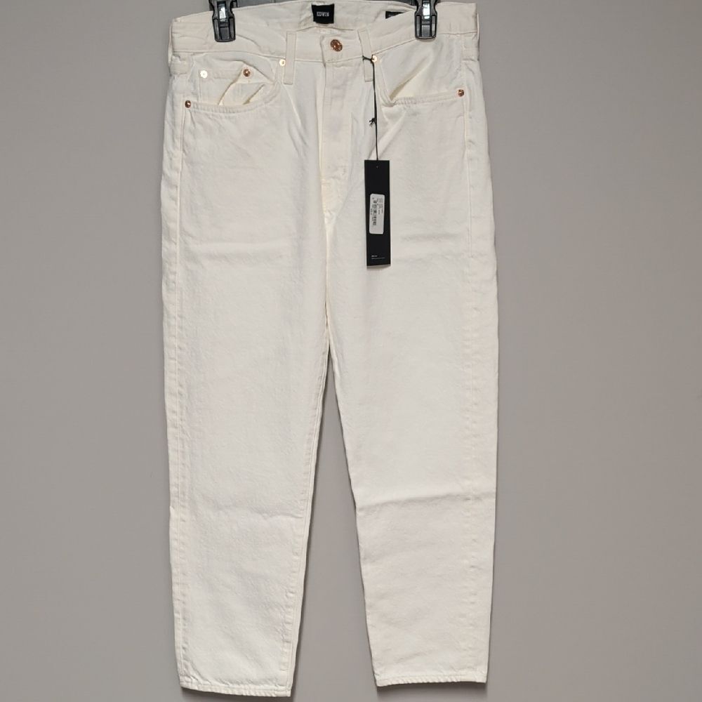 Edwin White Straight Cropped Jeans